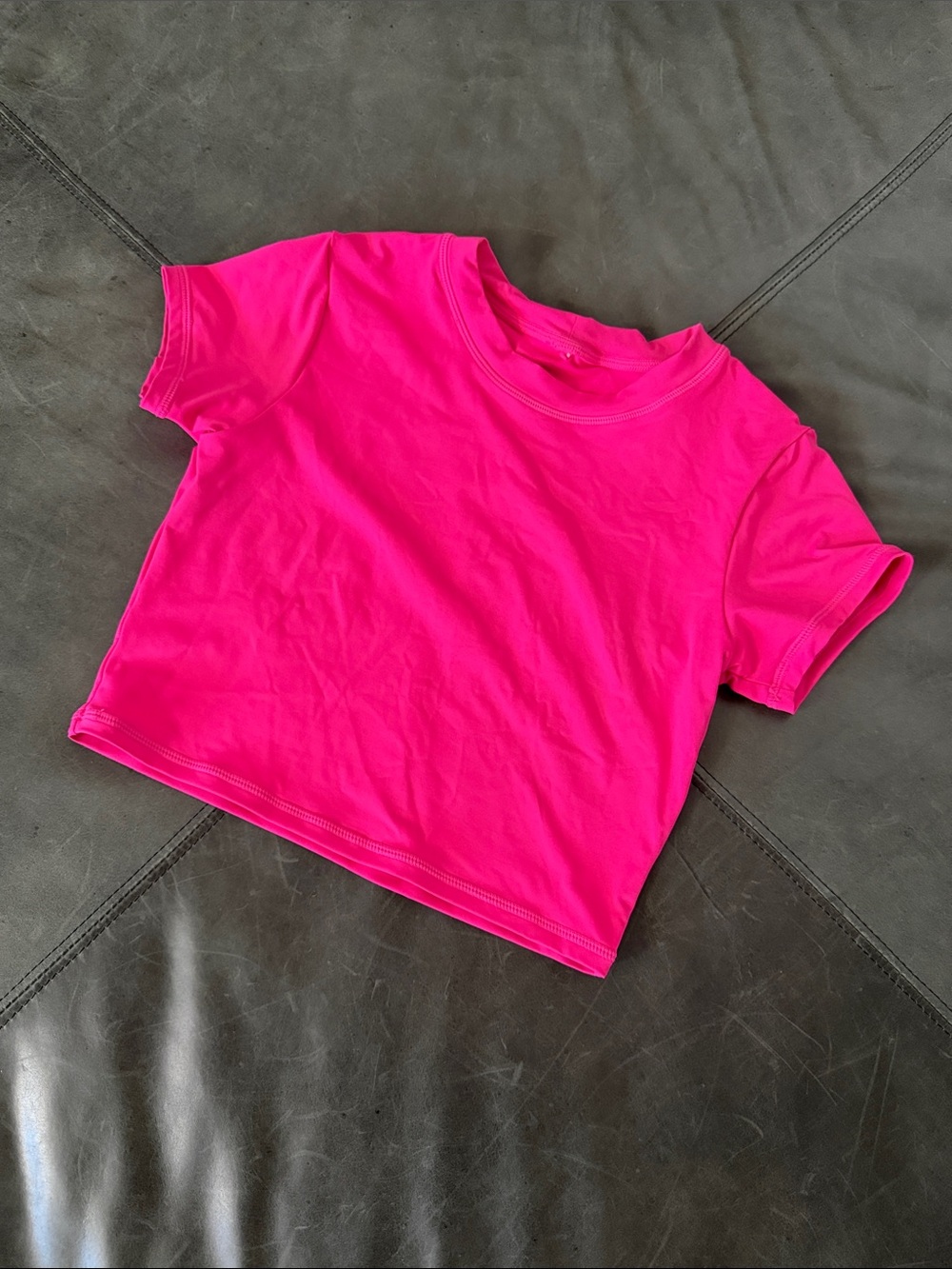CottonOn Hot Pink Cropped Bathing Suit Top
